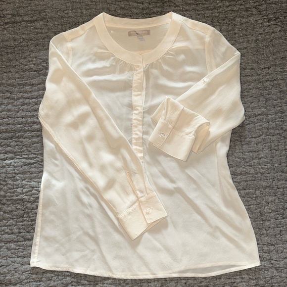 EUC sheer silk blouse. Covered buttons. Very soft off white color. - Picture 2 of 7